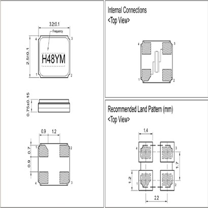 HELE石英贴片晶振,X3GO48000F81H,HSX321G车载控制器6G晶振