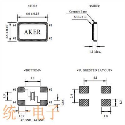 AKER安碁晶振,C6S晶体谐振器,C6S-20.000-S-3030-3-R晶振