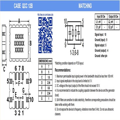 A072-164M1,164MHz,7050mm,AEK安克晶振,SAW滤波器