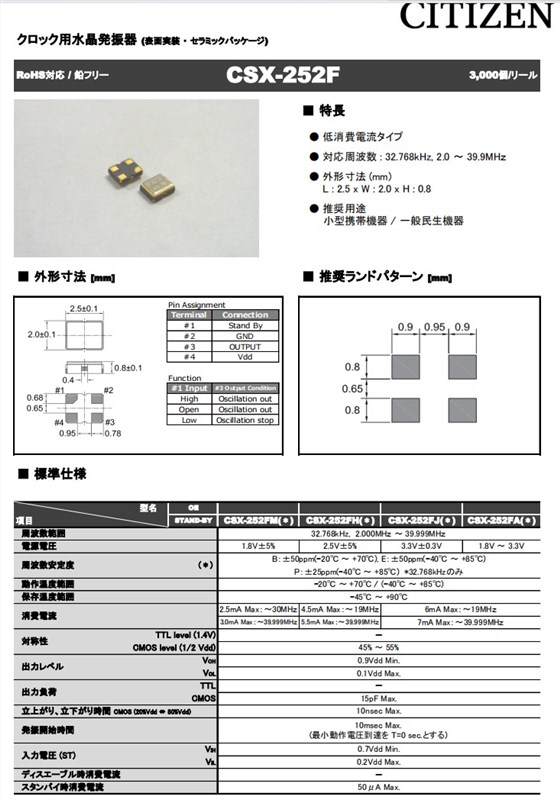 CSX-252F规格